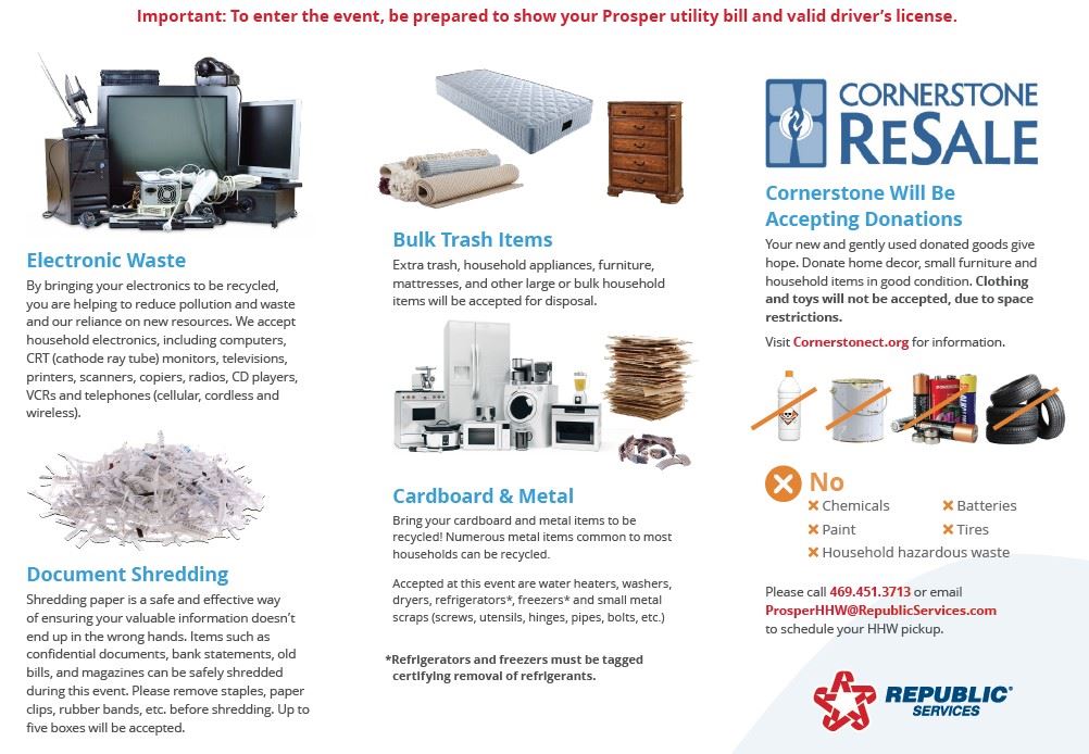 Prosper Spring Cleanup Accepted Items